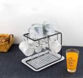 Coffee Cup Plates Iron Rack Creative Plate Drain Shelf Cup Holder Household Mug Storage Kitchen Rack with 6 Hooks Display. 