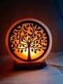 Customized  Himalayan salt lamp with 3d design prints wood design. 