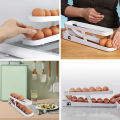 Egg Holder for Fridge, Egg Dispenser, Automatic Rolling Egg Container, 2-Tier Egg Dispenser, Space Saving Egg Tray for Refrigerator, Egg Holder, Refrigerator, Rolldown Egg Dispenser Auto Rolling Egg Holder Storage Rack By TINTED HEAVEN. 