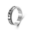 5.8mm Stainless Steel Ring Gold Black Ancient Silver Hollow Out Lun Rune Viking Text Rotatable Stainless Steel Ring finger rings. 