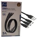 3-in-1 Fast Charging Cable | 100W | 480Mbps | 120cm | Type-C, Micro, Lightning. 