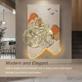Metal Wall Decor Modern Stylish Triangular Ginkgo Flower Iron 3D Wall Sculpture for Living Room Bedroom Hall. 
