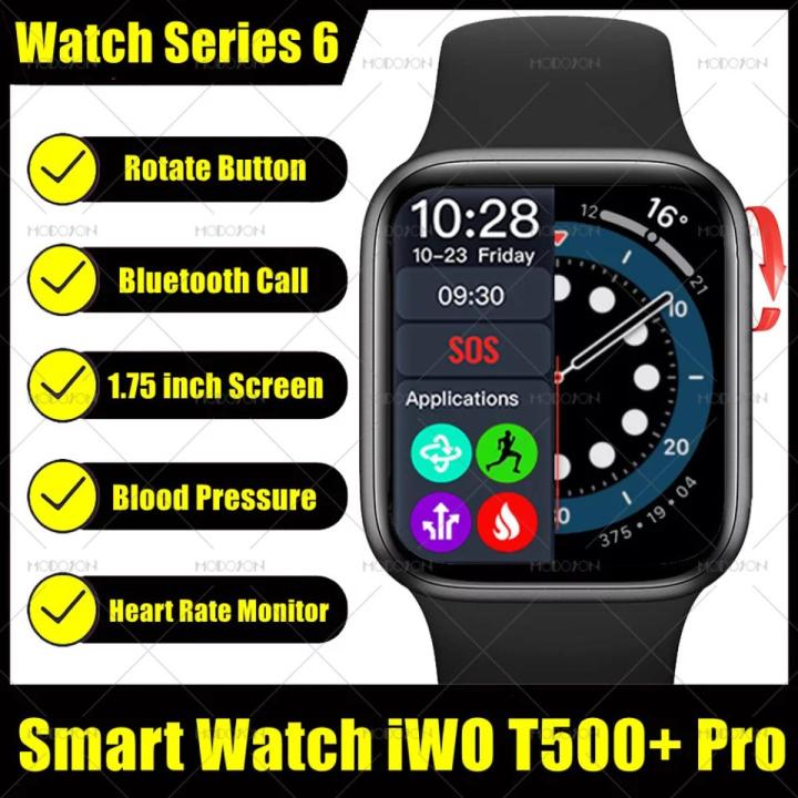 1.75 inch Smart Watch iwo T 500+ Pro Series 6 Bluetooth Call Heart Rate Blood Pressure Smartwatch T500 Plus Pro Smart Watch PK T55 Pro W26 W46 Smart Watch