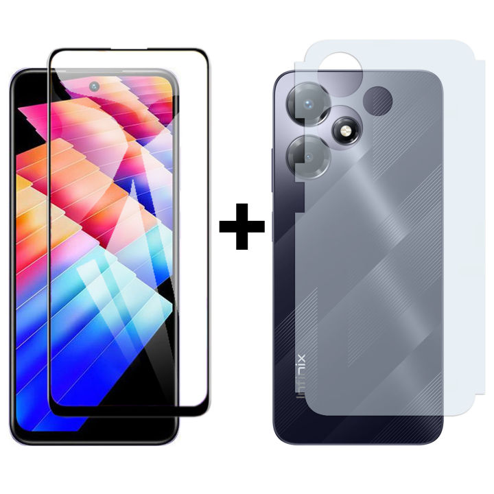 infinix Hot 30 Play Glass Protector 5D|10D|11D|21D|9D Glass Full Coverage + Back Protector Carbon Fiber Matte Soft Skin Sheet For infinix Hot 30 Play