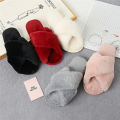 Winter Slippers Women Fashion Cross Fluffy Fur Slipper Home Slides Platform Flat Indoor Floor Flips Women Ladies Shoes. 2024. 