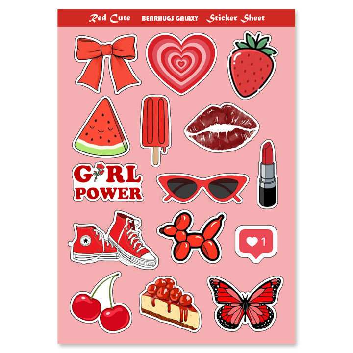 New Colorful Aesthetic Sticker Sheet for Journal - UNCUT Stickers for scrapbook - Aesthetic themed sticker pack