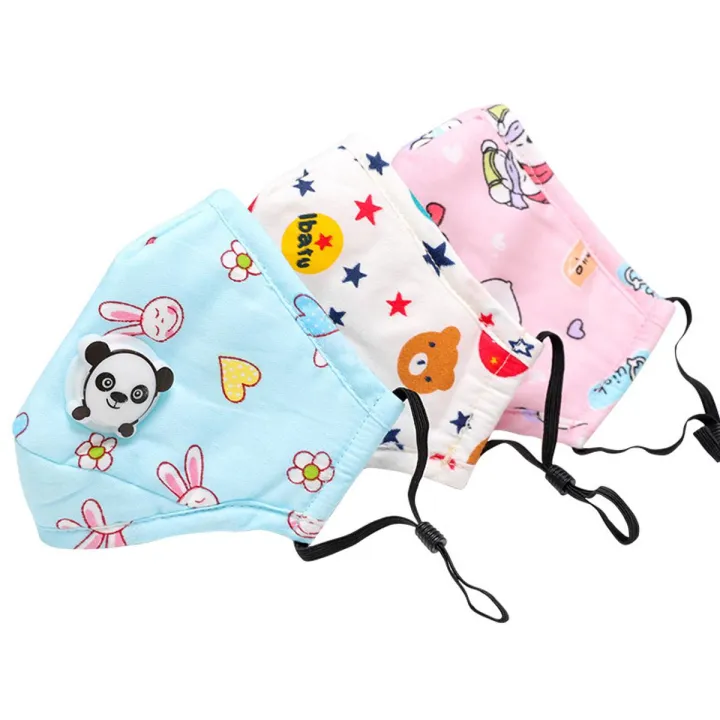 Kids Warm Mask PM 2.5 Mask Dust-proof Breathable Pure Cotton Washable Reusable Anti-Smog Dust With Valve Respirator School Mask Warm Mouth Face cover