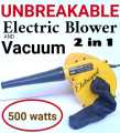 Unbreakable Electric Air Blower and Vacuum Cleaner 2 in 1 500 watts Home & Car Dust Air Cleaner Multicolour. 