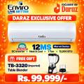 Enviro Marvel Series EAC-12MS 1 Ton DC Inverter Air Conditioner, 12,000 BTU, T3 Compressor, Heat & Cool, Up to 75% Energy Saving, 4D Air Throw, 15 Years Compressor Warranty + EI-TB-3320 Blender Grinder Gift. 
