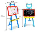 3in1 Learning Easel Double Sided Black And White Drawing Board Magnetic Board and Chalkboard Art Activity Drawing for Artist with Learning Magnetic Alphabet And Numbers Chalk and Eraser. 
