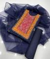 MSJ Fabrics 3 Piece Unstitched Suit For Girls – Organza Shit & Dupatta With Kataan Silk Trouser. 