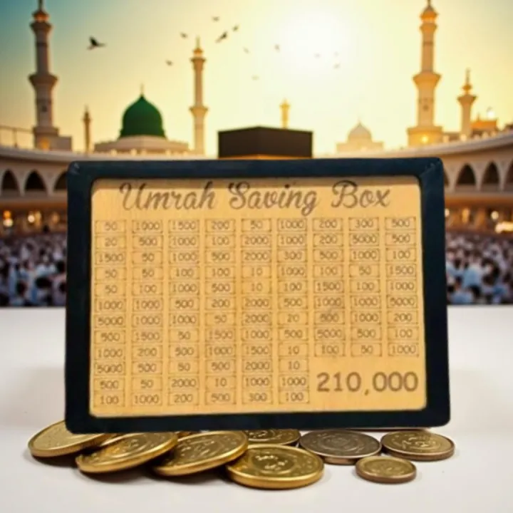 Islamic Umrah Saving Box – 280 Day Wooden Coin Bank for Hajj & Umrah ...