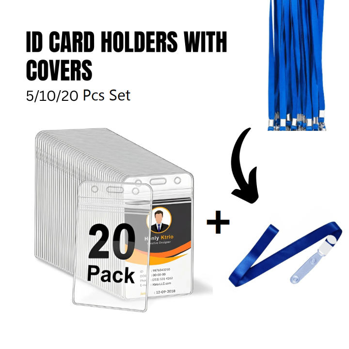 Office card cover with ribbon Vertical Waterproof ID Card Holders with ...