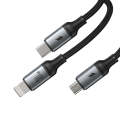 Joyroom SA21-1T3 30W 3-in-1 Fast Charging Cable (Type-C to L+C+M) 1.2m - Black. 
