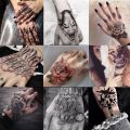 men tattoo small magic vampire tattoo hand rose tattoo face mouth waterproof temporary tatoo for boys body art stickers black. 