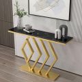 Diamond Shape Marble Entryway Table - Modern Minimalist Metal Console Tables for Living Room, Hallway, and Entryway. 