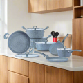 SK Cookware 16 Pieces Marble Coated Cookware Set – Signature Edition | Premium Non Stick Cookware Set with Glass Lids | Heavy Gauge Aluminum | Stylish Marble Finish | Perfect Wedding & Family Gift Set. 
