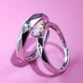 New Design Cubic Zirconia King Queen Silver Couple ring for Women. 