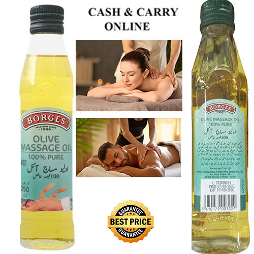 Borges Olive Massage Oil 100% Pure 250 ml, Olive Oil for Massage Borges, Best for Massage All over the Body