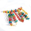 UK Bird Toys Pure Natural Colorful Wood Parrot Toys, Soft hanging & Rainbow Bridge for macao grey raw budgie  love birds fishers  Chew Hanging Ladder Stand Budgie Cockatiel Cage Bird. 