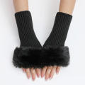 Plush Women gloves Elasticity Knitted Furry Half fingers mittens Fashion gloves for Outdoor Girls Women. 