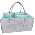 Baby Diaper Caddy Organizer, Foldable Felt Storage Bag with Multi Pockets and Flexible Compartments, Portable Car Travel Organizer for Changing Nappy, Wipes, Newborn Shower Gift. 