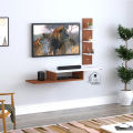 Floating TV Shelf Entertainment Center Wall Mounted Media Console/TV Stand/Floor Standing TV Unit/TV Cabinet/TV Entertainment Unit (Brown & White) - Ideal for Up to 50"(D.I.Y) by Home Décor Decorative. 