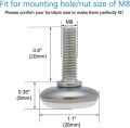 M8 x 20mm Screw on Furniture Glide Leveling Feet Adjustable Leveler, Floor Protector with T-Nuts, Pack Of 4, 8 And 20.. 