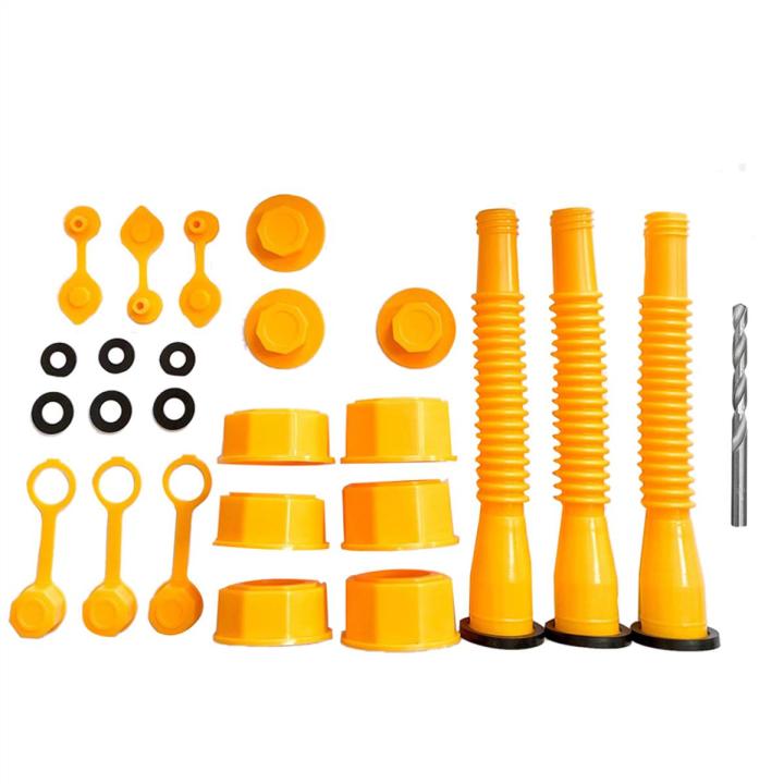 Universal Gas Can Spout Replacement Kit - Fits 1/2/5/10 Gallon Cans, 6-Piece Set With No-Spill Design