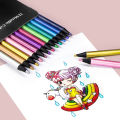 【Poggioio】 12 Color Metallic Colored Pencils Drawing Sketching Set Coloring Colour Pencils Brutfuner Profession Art Supplies For Artist. 