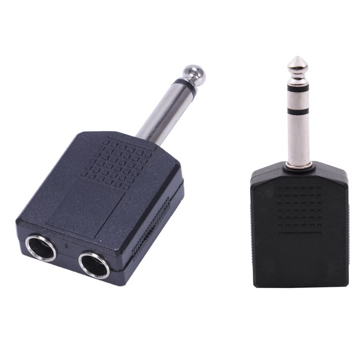 Spreeshop Male to Dual Female Mono Y Cord PA Audio Cable Adapter with Mono 6.35mm Male Plug to Dual 6.35mm Female Socket Splitter