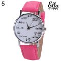 【WW1】 Watch Women\'s Men\'s Math Formula Dial Leather Wrist. 