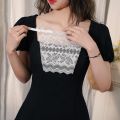 2 Colors Lace Invisible Mock Camisole Wrapped Chest Overlay Bra Insert Easy Clip-on Women Cleavage Cover Underwear. 