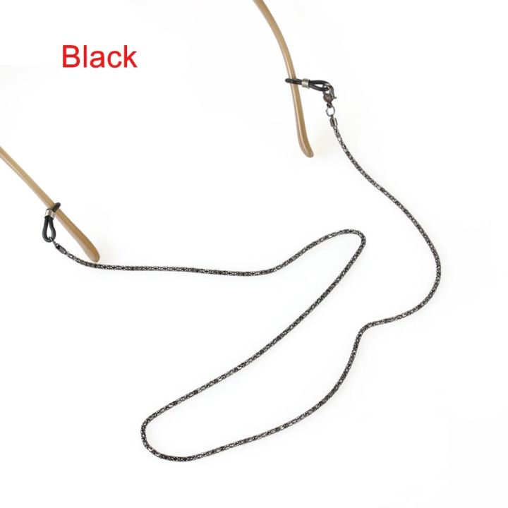 Chain Holder for Glasses Reading Glasses Neck Chain Spectacles Sunglasses Holder Generic Unisex Metal Neck Cord, Glass Strap Sunglass Retainer Strap Glasses Cord Lanyard Rope Anti-Slip Glasses String Metal Eyeglass Strap(Black, 76cm/29inch)