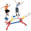 Flying EVA Foam Rocket Foot Launcher Toy For Kids - Two People Battle Set - Multi Color. 