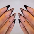 24pcs/set Long Stiletto Nails Punk Snake Pattern Black White Matte False Nails Artificial Full Nail Tips Manicure Tools. 