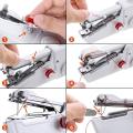 White Mini Portable Handy Sewing/Stitch Machine - Handheld Electric Stitch Tool for Home & Travel Use - Ideal for Kids & Adults Clothing, Fabric Needlework - Battery-Powered (4 AA Not Included). 