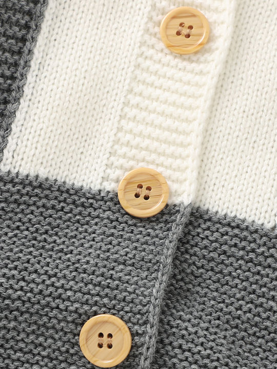 Baby%20Boys%20Casual%20Knitted%20Romper,%20Grey%20Turn-down%20Collar%20Long%20Sleeve%20Button-down%20Jumpsuit%20-%20Image%203