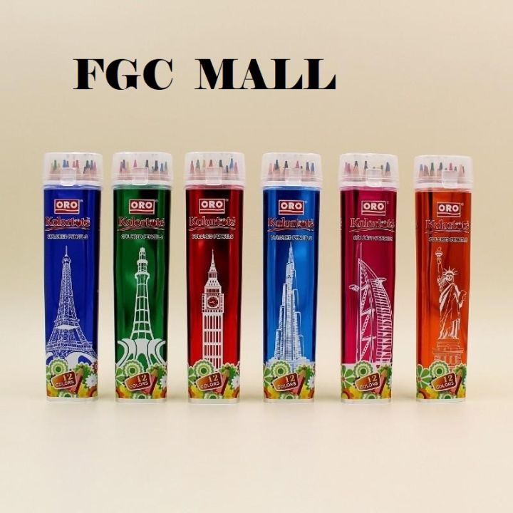 Small  ORO Kolortots 12 COLORED pencils (oro pencil colour ) student colour ,Oro Color Pencils Tin - 12 Colors