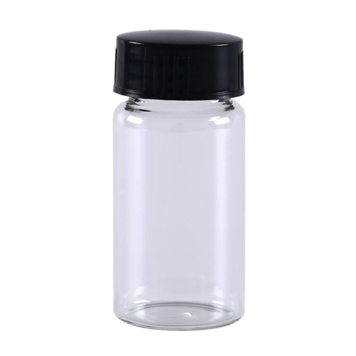 1pcs 20ml small lab glass vials bottles clear containers with black screw cap