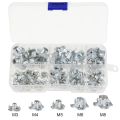 80Pcs M3 M4 M5 M6 M8 Zinc Plated 4 Claws T Nut Furniture Hardware Accessory Kit. 