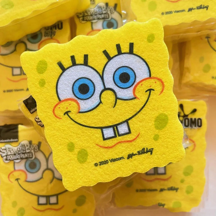 Cute Cartoon Sponge Dish Washer SpongeBob Shape Dishwashing Cloth Pot Brush Foam Kitchen Cleaning Tool