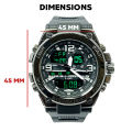 GSTW-300 Sports Fashion Metallic Dial Dual Display Chronograph 20BAR Water Resistant Sports Watch for Men. 