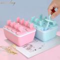 【Footprint】 8 Grid Frozen Ice Cream Lolly Juice Maker Pop Mold Popsicle Mould Mould Icebox Ice Cream Mold Juice Yogurt Ice Cube Molder Tray Jelly Mold. 