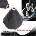 motor tool Black PVC Leather Gear Manual Shifter Shift Boot W / Blue Stitch Universal 4 (Red). 