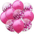 5 Pink Balloons 5 Pink Confetti Filled Balloons - 12 Inch - Pink Themed Party - Latex Balloons - Pink - Unisex - Pack Of 10 Balloons. 