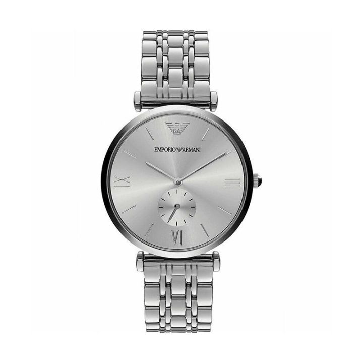 Emporio Armani Wrist Watch For Men Analog Stainless Steel Silver Dial 40mm Watch AR1819