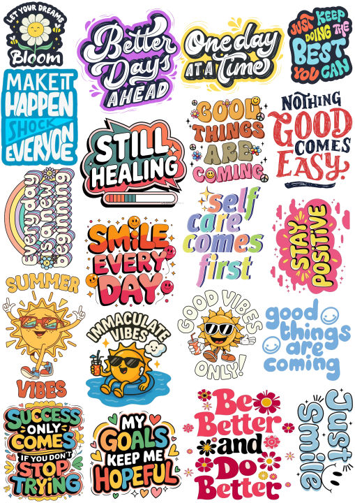 Positive Affirmations Sticker Daily Motivation Self-Care Quotes & Good ...