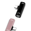 2 in 1 Dual Type C to USB-C 3.5mm Headphone Audio Charger Adapter Splitter Converter for Huawei Xiaomi HTC Nokia Hammer. 