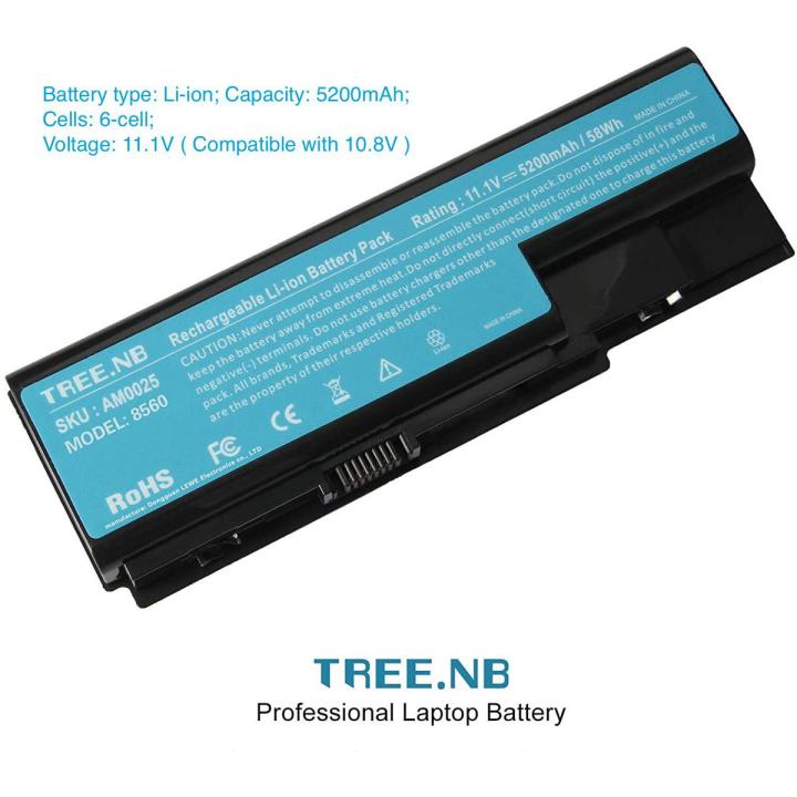 Tree.NB Laptop Battery For  Gateway MDJ7820u Acer Aspire 5220 5230 5235 5300 5310 5315 5320 5330 5520 6930 7220 8730 Extensa 7230 7630 7630 TravelMate 7230 7530 AS07B32 AS07B41 AS07B51 AS07B71 AS07B72 11.1V 5200mAh